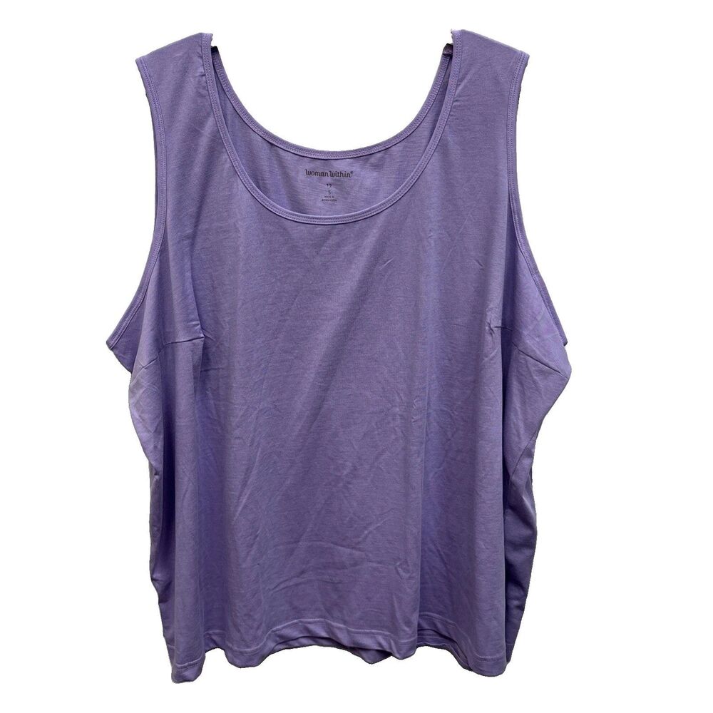 Woman Within Women Top S 12 Lilac Purple Tank Top Sleeveless Tunic Shirt Cotton